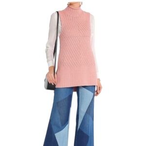 Alice + Olivia Abbot Sleeveless Knit Mock Neck Sweater Tunic Rose Pink Sz XS